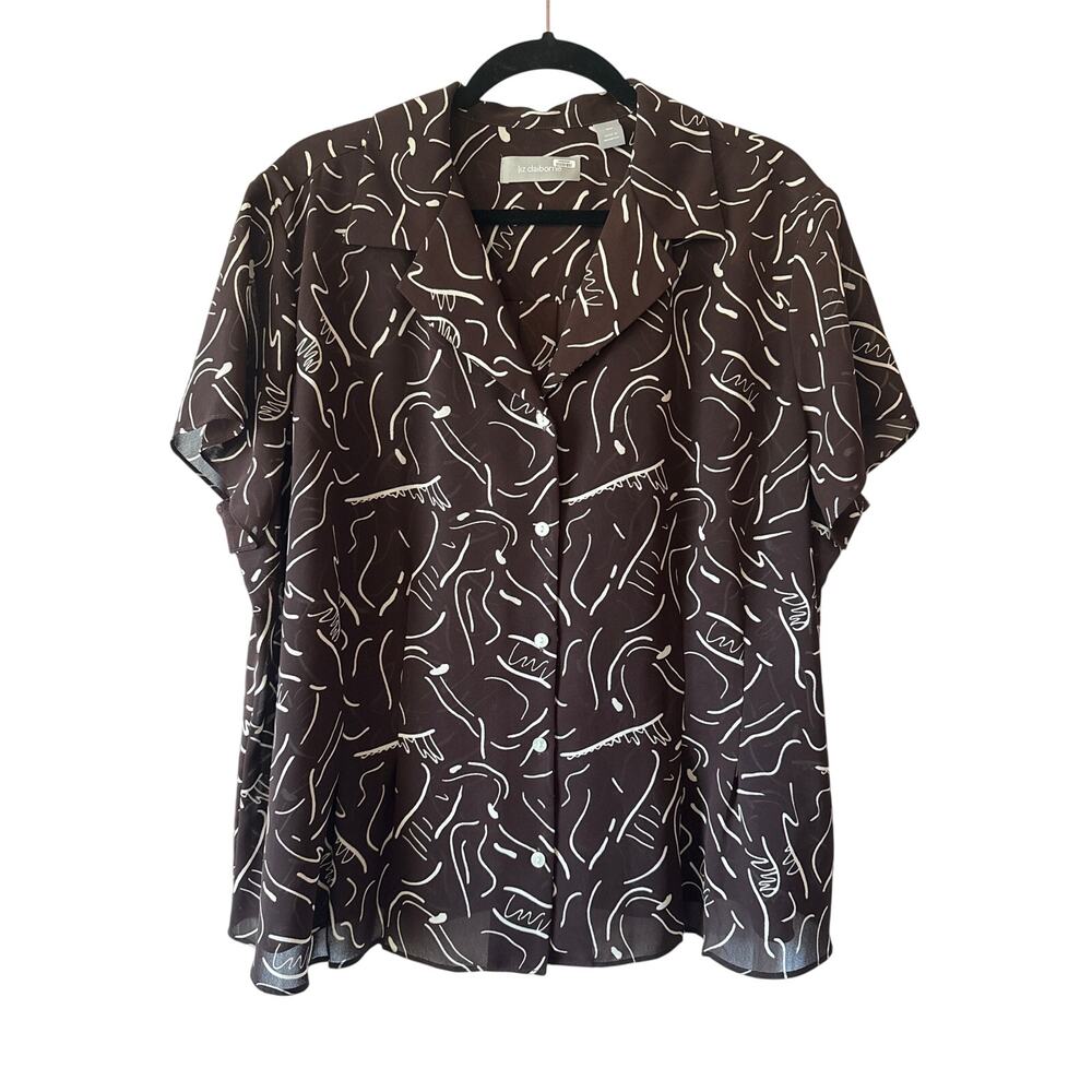 Liz Claiborne Printed Pleated Blouse, 18W
